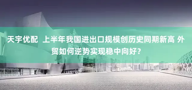 天宇优配  上半年我国进出口规模创历史同期新高 外贸如何逆势实现稳中向好？